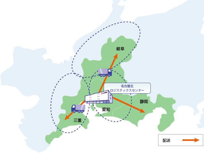 東海3県を網羅する商品配送ルート