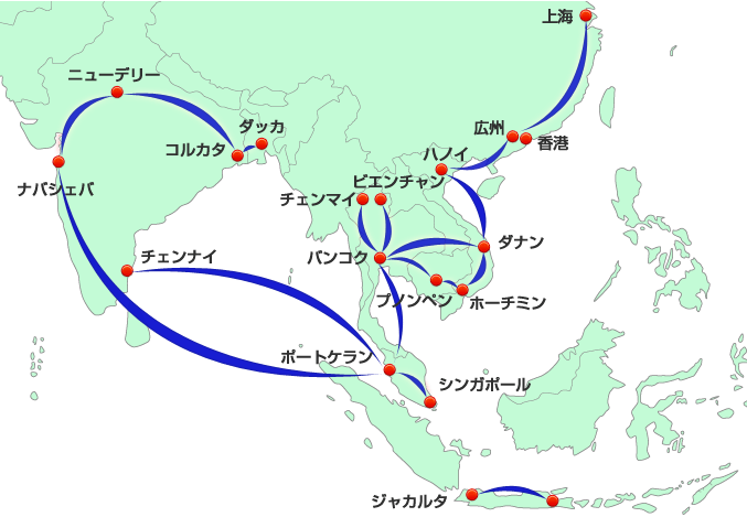 アセアン 南アジアのクロスボーダー輸送ネットワーク 東南アジア 南アジア オセアニア グローバルネットワーク 日本通運