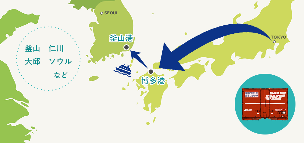 博多～韓国（釜山）の地図