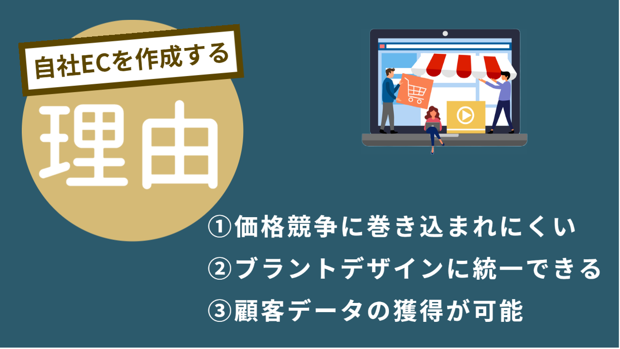 自社ECサイトを作ると価格面やブランド訴求や顧客データの獲得などの利点があります